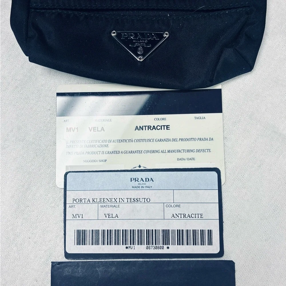 Authentic Prada 3pc Vintage Vela Pouch Set w Cards and Dustbag - Picture 7 of 15